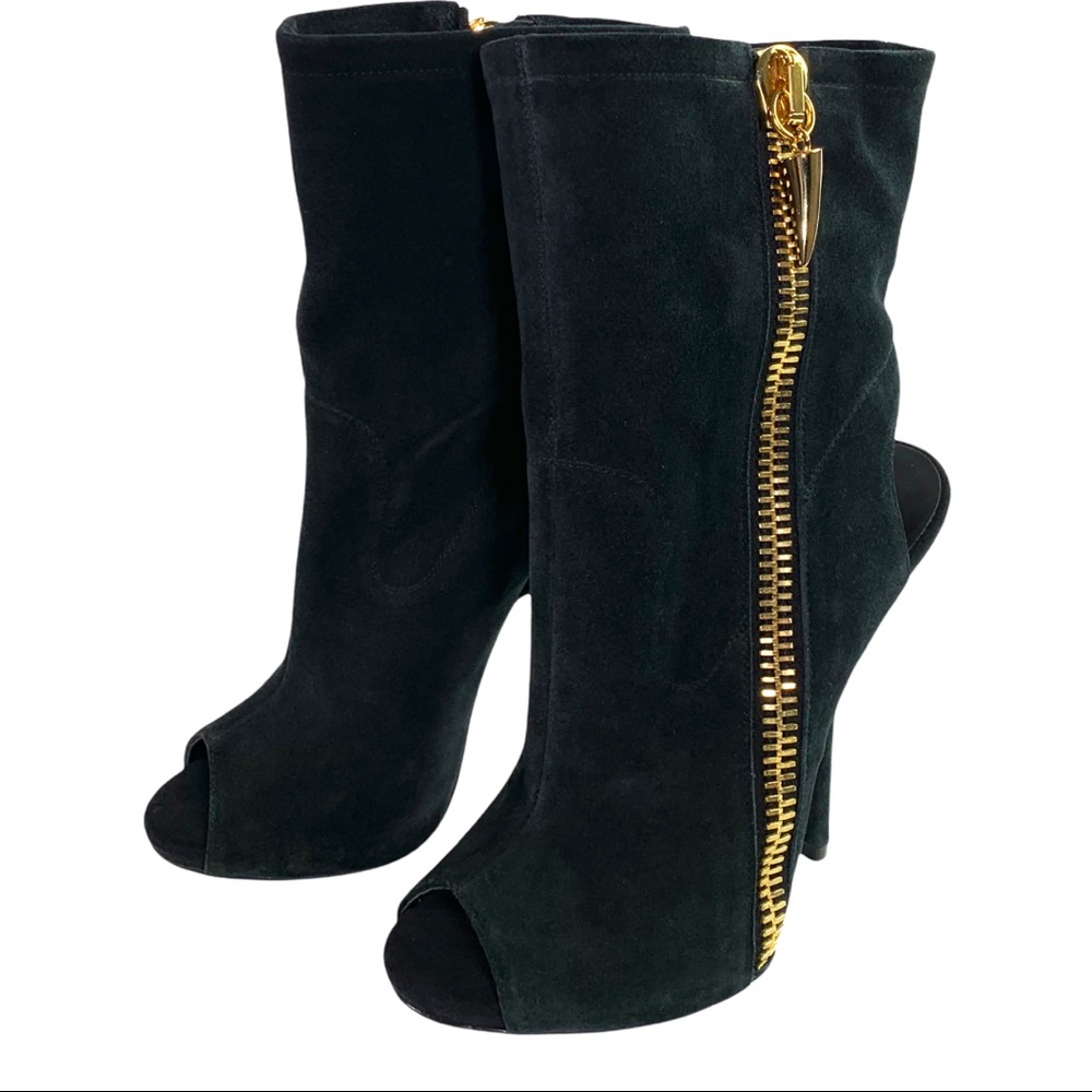 Giuseppe Zanotti Alien Boots Booties Black Suede Open Toe Cut Out - Picture 4 of 13